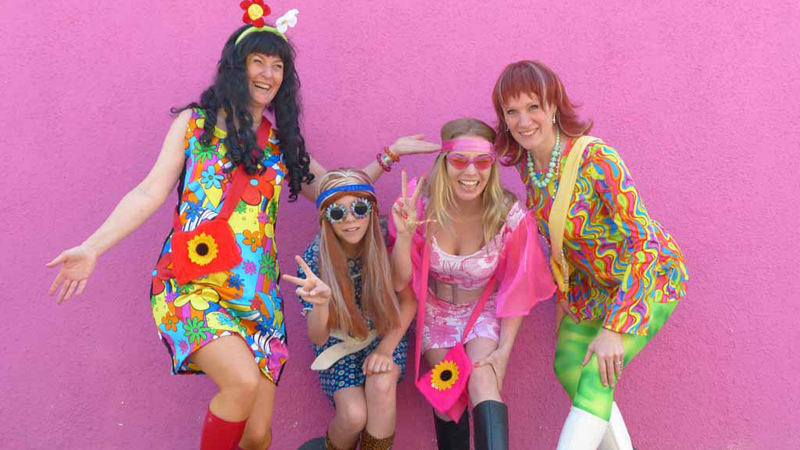Damen 80er Jahre Retro Hippie Go Go Mädchen Disco Kostüm Karneval Party  Vintage Erwachsene Frauen Outfits Kleidung Halloween Kostüme